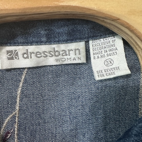 Vintage DressBarn Denim Jacket Floral Paisley Embroidered‎ Size 3X CottageCore - Picture 7 of 7